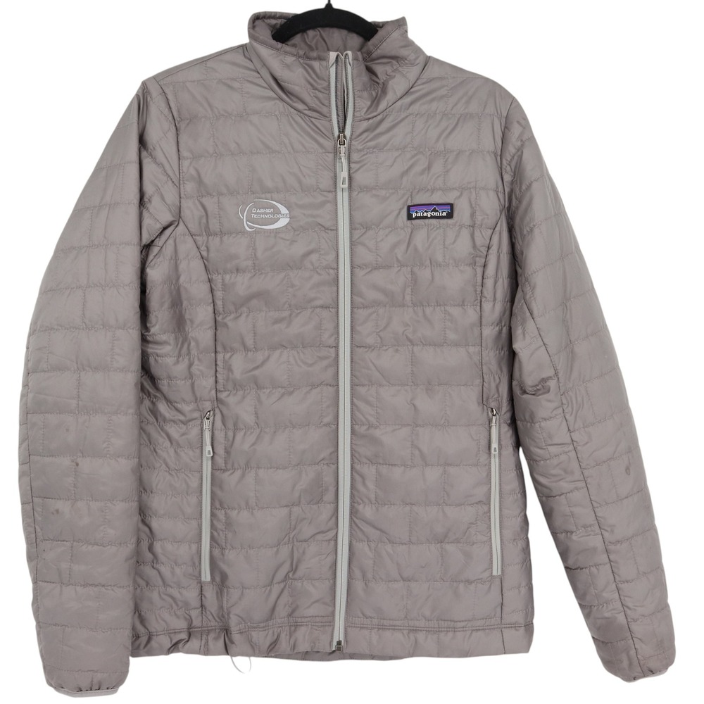 Patagonia Nano Puff Jacket Size M Gray Primaloft Insulated Puffer Company Logo
